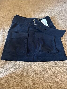 Chelsea & Violet Navy Mini Skirt with Front Pockets and Belt